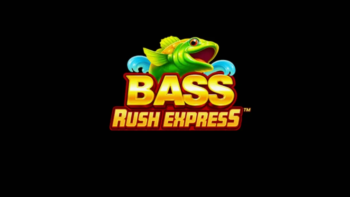 Tampilan antarmuka permainan slot Bass Rush Express dengan latar belakang danau yang tenang